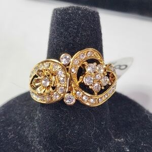 Gold with Zirconia Crystals Statement Ring